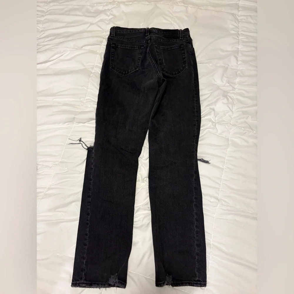 Abercrombie & Fitch 90s Straight Ultra High Rise Black Distressed Jeans Size 27 - Picture 3 of 4